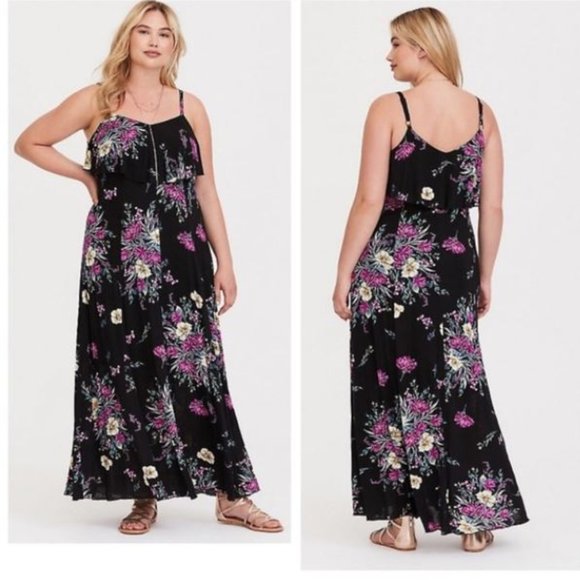 torrid Dresses & Skirts - Torrid Plus Size Fluted Floral Maxi Dress Plus 1X